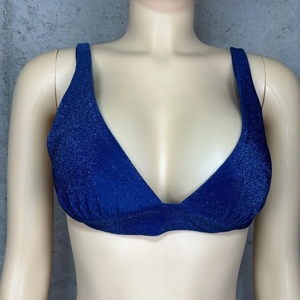 Monday swim Portofino Top in navy shimmer sz M